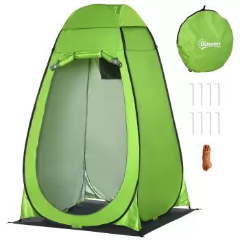 Outsunny Cort de Dus pentru Exterior cu Usa cu Fermoar, Geanta pentru Transport, 126x124x189cm, Verde | Aosom Ro imagine