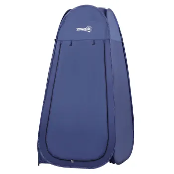 Outsunny Cort de Dus Pop Up Impermeabil cu Intrare cu Fermoar, 100x100x185 cm, Albastru | Aosom Romania imagine