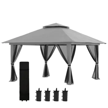 Outsunny Cort foisor pliabil cu inaltime ajustabila, 4 Saci de greutati pentru Petreceri in aer liber pe terasa si in gradina | AOSOM RO imagine