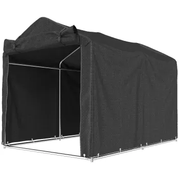 Outsunny Cort garaj, cort garaj impermeabil cu usa, rezistent la UV 220 x 157 x 165 cm Negru | Aosom Romania imagine