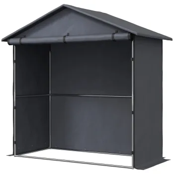 Outsunny Cort Garaj cu Intrare Rulabila, Corzi si Tarusi, 1.1x2 m, Gri Inchis | Aosom Romania imagine