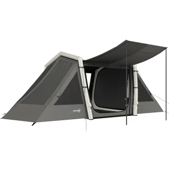 Outsunny Cort Gonflabil de Camping 4 Persoane Blackout Cort cu Aer 5,8m Lungime 2 Dormitoare si Zona de Zi 580x270x202cm Gri Inchis | Aosom Romania imagine