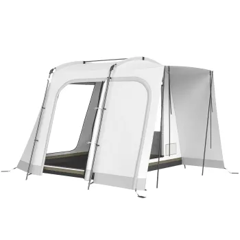 Outsunny Cort hayon pentru 2-4 persoane, 320 x 280 x 205 cm, cort auto 2 in 1 impermeabil, cort tip tunel cu 4 usi, fereastra, prelata pentru podea | Aosom Romania imagine