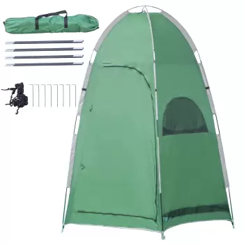 Outsunny Cort pentru dus, vestiar, cort pentru intimitate, adapost portabil, de exterior, pentru camping si plaja, cu geanta de transport, verde imagine