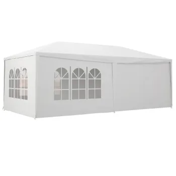 Outsunny Cort pentru Petreceri 6x3m cu Pereti Laterali Detasabili, Foisor de Gradina cu Usi si Ferestre, Alb imagine