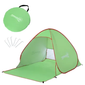 Outsunny Cort pentru Plaja cu Protectie UV 30+, Fereastra si Geanta de Transport, 200x150x119 cm, Verde | Aosom Romania imagine
