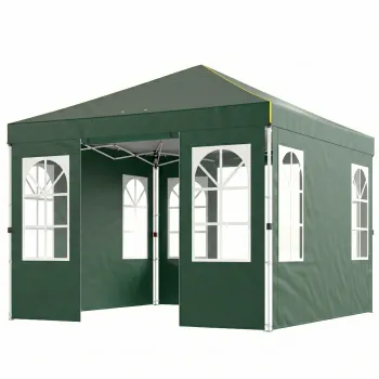 Outsunny Cort Pliabil 3x3 m Pop-up cu UPF50+ 4 Laterale Detasabile Inaltime Reglabila si Husa de Transport Verde | Aosom Romania imagine