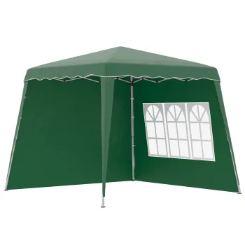 Outsunny Cort Pliabil cu 2 Pereti Laterali 2,89x2,89m Pavilion de Gradina cu Inaltime Reglabila Protectie UV50+ Verde | Aosom Romania imagine