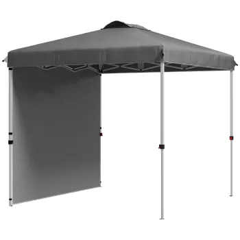 Outsunny Cort Pliabil de Gradina 2,5x2,5 m cu Inaltime Reglabila Anti-UV, cu 1 Perete Lateral si Sacuri cu Nisip Gri inchis | Aosom Romania imagine