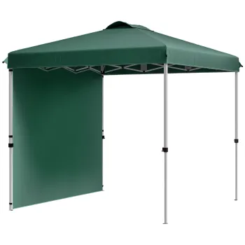 Outsunny Cort Pliabil de Gradina de 2,5x2,5 m cu Inaltime Reglabila Anti-UV cu 1 Perete Lateral si Saculeti cu Nisip Verde | Aosom Romania imagine