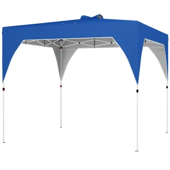 Outsunny Cort pliabil Pop-up 3x3 m cu blocare centrala inaltime reglabila husa transport cu roti si saci de nisip albastru | Aosom Romania imagine