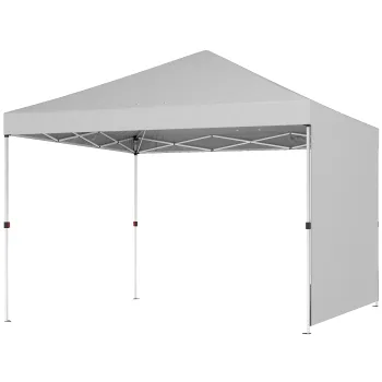 Outsunny Cort pliabil Pop-up 3x3 m cu perete lateral UPF50+ Inaltime reglabila Impingere centrala Husa de transport Alb | Aosom Romania imagine