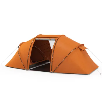 Outsunny Cort tunel pentru 4-6 persoane, cort de camping cu usa, prelata la sol, impermeabil 2000mm, Portocaliu | Aosom Romania imagine