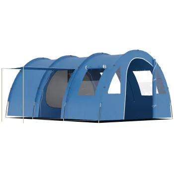 Outsunny Cort Tunel pentru 5-6 Persoane, Cort de Camping cu Doua Camere, cu Podea Cusuta, 2 Usi si Geanta de Transport | AOSOM RO imagine