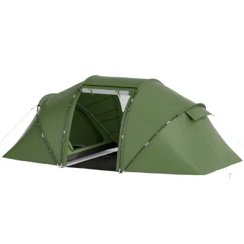 Outsunny Corta Familiara pentru 4-6 Persoane cu 2 Camere si Geanta de Transport 430x240x170 cm Verde | Aosom Romania imagine