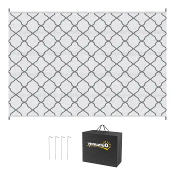 Outsunny Covor de Exterior cu Geanta de Transport si Protectie UV, 182x274 cm, Gri Deschis | Aosom Romania imagine