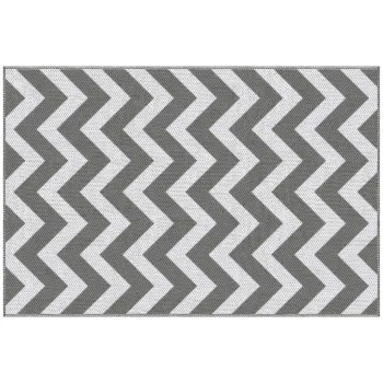 Outsunny Covor de Exterior pentru Balcon si Terasa, Rezistent la Raze UV, 121x182 cm, Gri Deschis si Alb | Aosom Romania imagine
