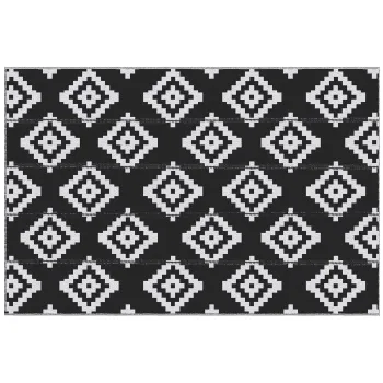 Outsunny Covor de Exterior Rezistent la Raze UV, 182x274 cm, Negru si Alb | Aosom Romania imagine