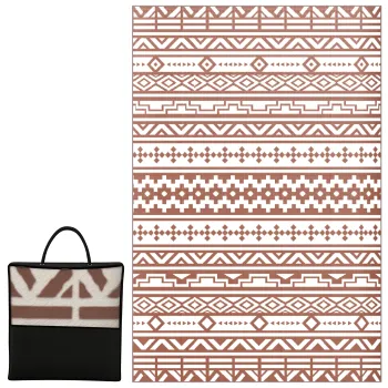 Outsunny Covor exterior reversibil 1,8 x 2,7 m, covor de sol cu model zid geometric din PP geanta de transport rosu si alb | Aosom Romania imagine