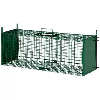 Outsunny Cusca Capcana pentru Animale Vii Mici cu Usa Dubla si Maner , 60x18x20cm, Verde Inchis imagine
