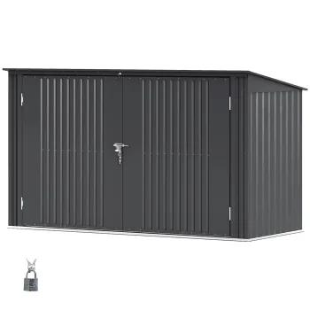 Outsunny Cutie Depozitare Pubele pentru 3 Recipiente de 240L cu 2 Usi si Incuietori, 233x105x118,5/133 cm, Gri | Aosom Romania imagine