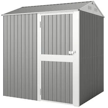 Outsunny Depozit de Gradina Inalt de 3.51m2 din Otel Galvanizat cu Guri de Ventilatie, Casuta de Gradina cu Usa Blocabila, Acoperis Inclinat, Manusi, Depozit pentru Unelte, 209x177x236 cm, Argintiu Gri | Aosom Romania imagine