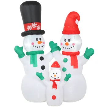 Outsunny Familie de oameni de zapada gonflabila, 1,8 m decoratiune de Craciun cu iluminare LED pentru interior si exterior | Aosom Romania imagine