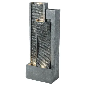 Outsunny Fantana 3 trepte pentru gradina cu iluminare LED, ghiveci, pompa, aspect piatra, reglabil 38 x 19 x 101 cm | Aosom Romania imagine