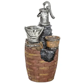 Outsunny Fantana 4 niveluri rustica, fantana de gradina cu iluminare LED, ghiveci pentru plante, pompa, reglabila 34 x 31 x 76 cm | Aosom Romania imagine