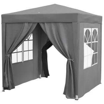 Outsunny Foisor Pliabil 2x2 m Pop Up cu 2 Usi, 2 Ferestre, 4 Pereti Detasabili, Foisor de Exterior cu Husa de Transport din Otel si Tesatura Oxford, pentru Gradina, Petreceri, Camping, Gri | Aosom Romania imagine
