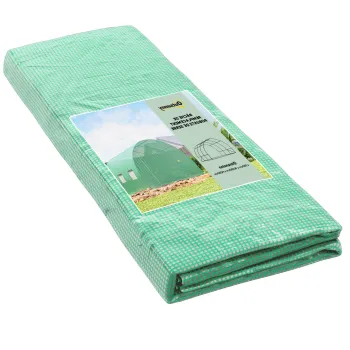 Outsunny Folia de Schimb Sera Tunnel 9 m2, folie 3 x 3 x 2 m PE Anti-UV impermeabila 6 ferestre + Usa Rulabila cu Fermoar Verde inchis | Aosom Romania imagine