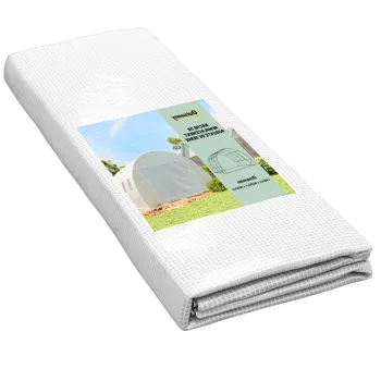 Outsunny Folie de schimb sera tunnel 12 m2 4 x 3 x 2 m PE anti-UV impermeabila 8 ferestre + usa infasurabila cu fermoar alb | Aosom Romania imagine