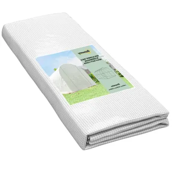 Outsunny Folie pentru sera 4 x 2 m, impermeabila, invelitoare de gradina cu usa, 8 ferestre, protectie UV, rezistenta la rupere, polietilena, alba | Aosom Romania imagine