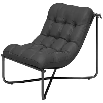 Outsunny Fotoliu lounge outdoor, fotoliu ergonomic de gradina cu perna prietenoasa pielii, sezut lat, cadru din otel, gri inchis | Aosom Romania imagine