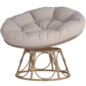 Outsunny Fotoliu papasan din rasina efect rasina pivotant la 360? cu perna capitonata O 100 cm, gri deschis | Aosom Romania imagine