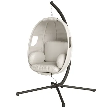 Outsunny Fotoliu suspendat cu cadru, cos pliabil cu perna groasa, inaltime reglabila, centura de siguranta pana la 120 kg | Aosom Romania imagine