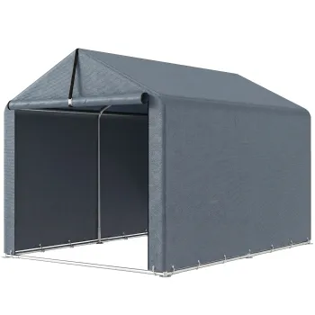 Outsunny Garaj Motociclete pentru Exterior 1,6x2,2m, Tenta Garaj cu Acoperire Impermeabila, Usa cu Fermoar, pentru Biciclete si Unelte din Otel Zincat, Gri | Aosom Romania imagine