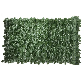 Outsunny Gard Artificial Paravan Decorativ Rulou 3L x 1I m Frunzis Realist Anti-UV Verde Inchis | Aosom Romania imagine