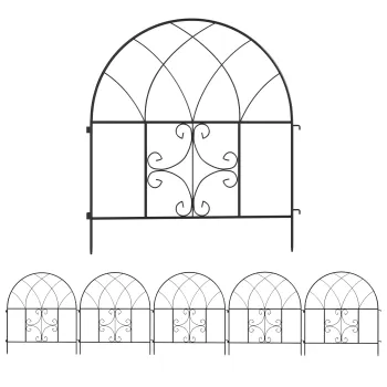 Outsunny Gard de gradina Gard Otel 300 cm x 70 cm inaltime Gard decorativ din grilaj Set elemente de gard Negru | Aosom Romania imagine