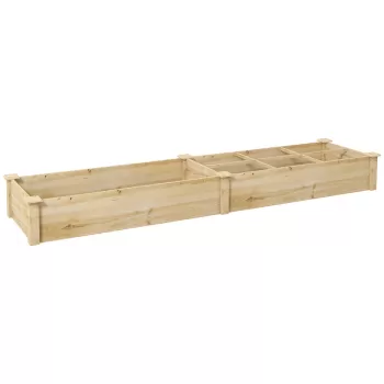 Outsunny Ghiveci de Gradina Mare Inaltat, Jardiniera din Lemn pentru Gradina pentru Ierburi cu 2 Compartimente, pentru Plante de Exterior, Legume, Flori, Verdeata, Usor de Asamblat imagine