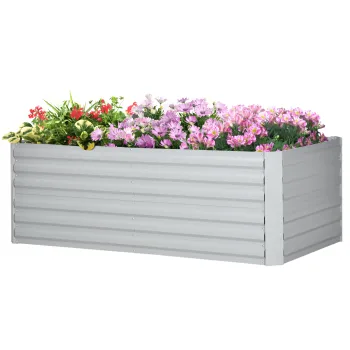 Outsunny Ghiveci de plante, Pat de flori portabil pentru plantare, ingrijire si crescere, Pat inalt, Otel, Gri deschis | Aosom Romania imagine