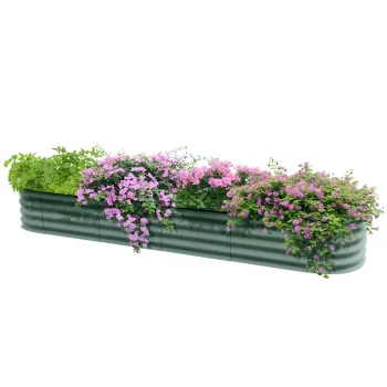 Outsunny Ghiveci inalt patrat pentru gradina, din otel modular, pentru legume, plante si flori, 240x62x30 cm | Aosom Romania imagine