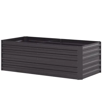 Outsunny Ghiveci pentru plante, jardiniere practica pentru plantare, ingrijire si cultivare, pat ridicat, otel, gri inchis | Aosom Romania imagine