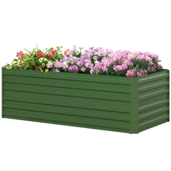 Outsunny Gradina elevate patrulater legume pat jardiniere cu tuburi de armare din otel galvanizat 180 x 90 x 59 cm | Aosom Romania imagine