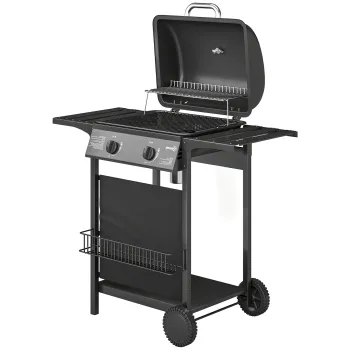 Outsunny Gratar cu plita din fonta | Aosom Romania imagine