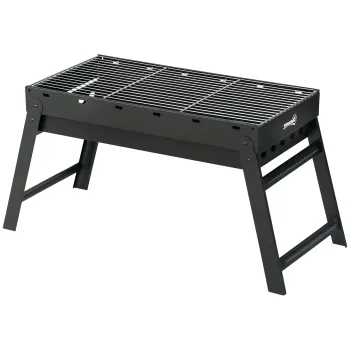 Outsunny Gratar la carbuni de lemn pliabil portabil Gratar BBQ pe picioare cu tava de carbuni detasabila 74L x 30l x 37H cm | Aosom Romania imagine