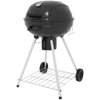 Outsunny Gratar rotund, O54 cm Grillrost, Warmhalterost, Ablage, Aschefach, Thermometer, 55 x 65 x 89 cm, Negru | Aosom Romania imagine