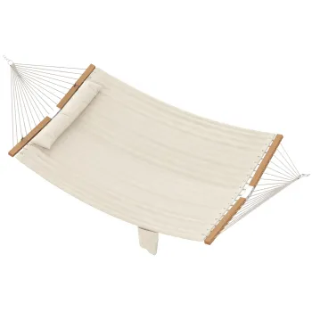 Outsunny Hamac Exterior pentru 2 Persoane, Perna Captusita, Capacitate 200 kg, Crem | Aosom Romania imagine