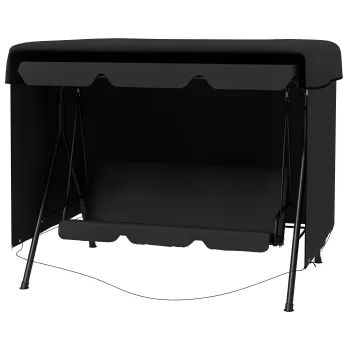 Outsunny Husa de Protectie balansoar de Gradina panza impermeabila dim. 2,15L x 1,55l x 1,5H m PE Negru | Aosom Romania imagine