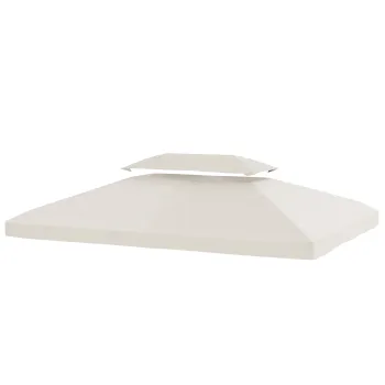 Outsunny Husa de Rezerva 4x3 m cu Acoperis Dublu Orificii de Drenaj si Protectie UV Doar Husa NU Include Cadru Crem | Aosom Romania imagine